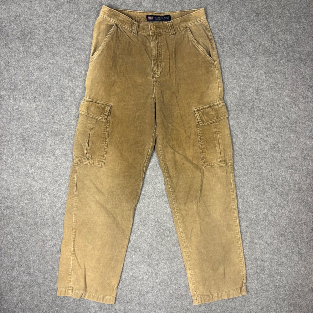 Chaps Mens Corduroy Cargo Pants Tan Brown Straight Leg Utility‎ 30x32